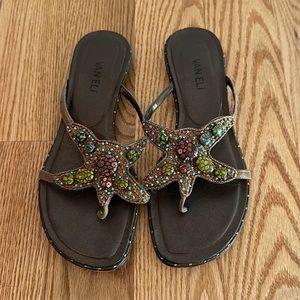 Vaneli - bronze beaded sandals - sz 8